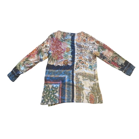 S Soft Surroundings 2BJ49 Ashbury Velvet Tunic Top Floral Print Shirt Romantic - Picture 5 of 6